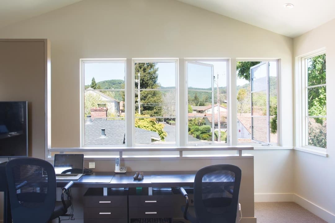 Casement windows swing wide to harvest the breeze